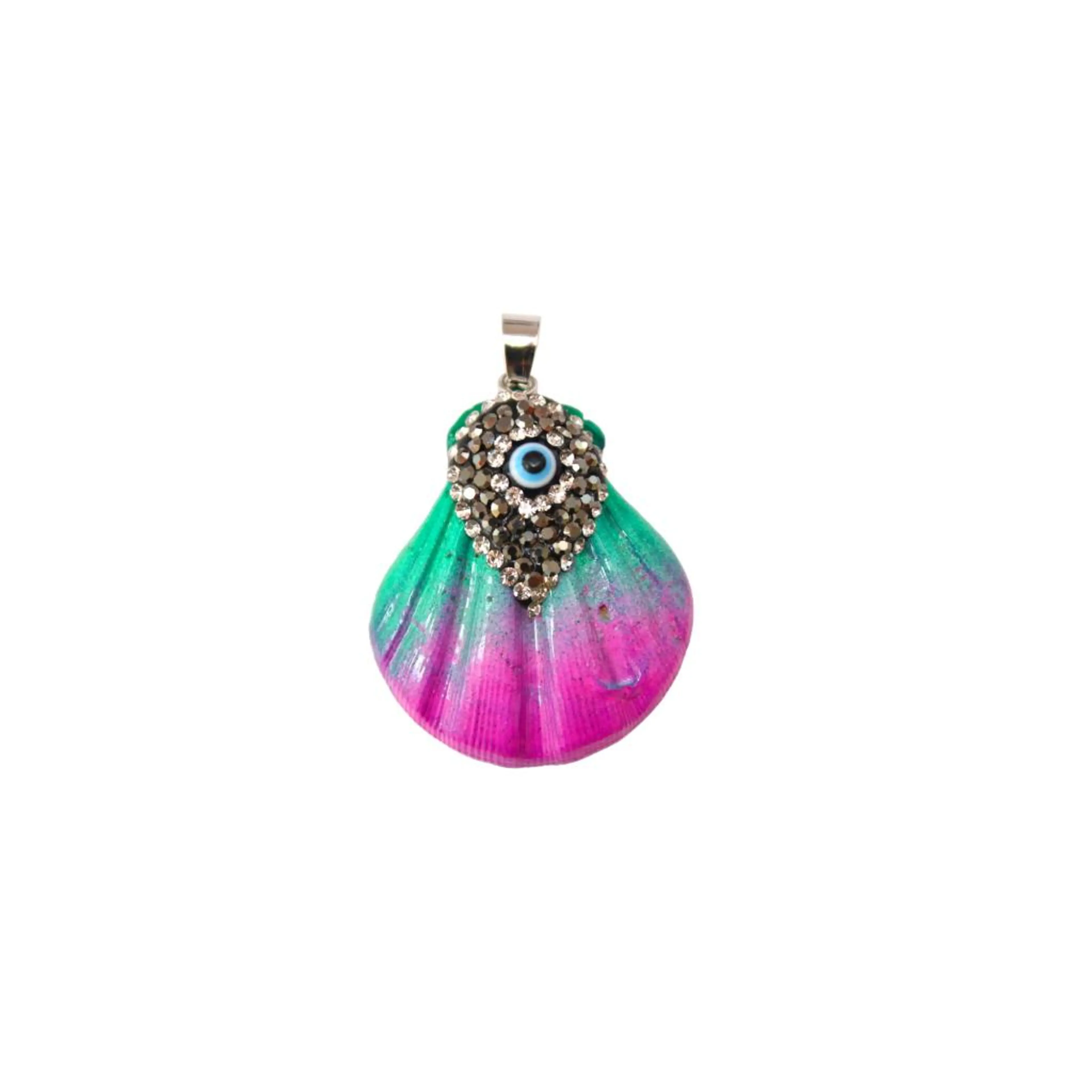 PENDANT CHARM MADE OF NATURAL SHELL MIX, GOLD-PLATED WITH 24K GOLD, HANDCRAFTED