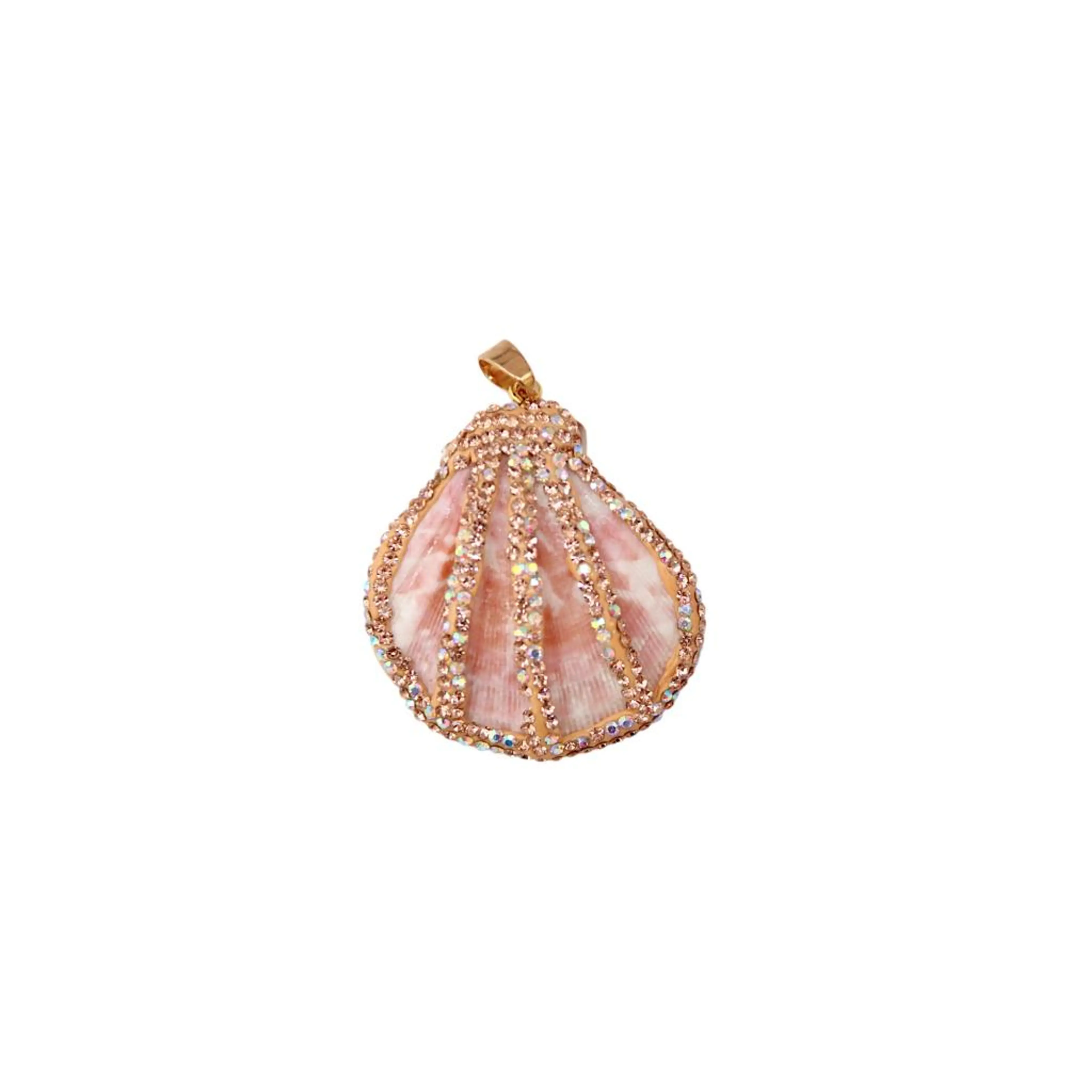 PENDANT CHARM MADE OF NATURAL SHELL MIX, GOLD-PLATED WITH 24K GOLD, HANDCRAFTED